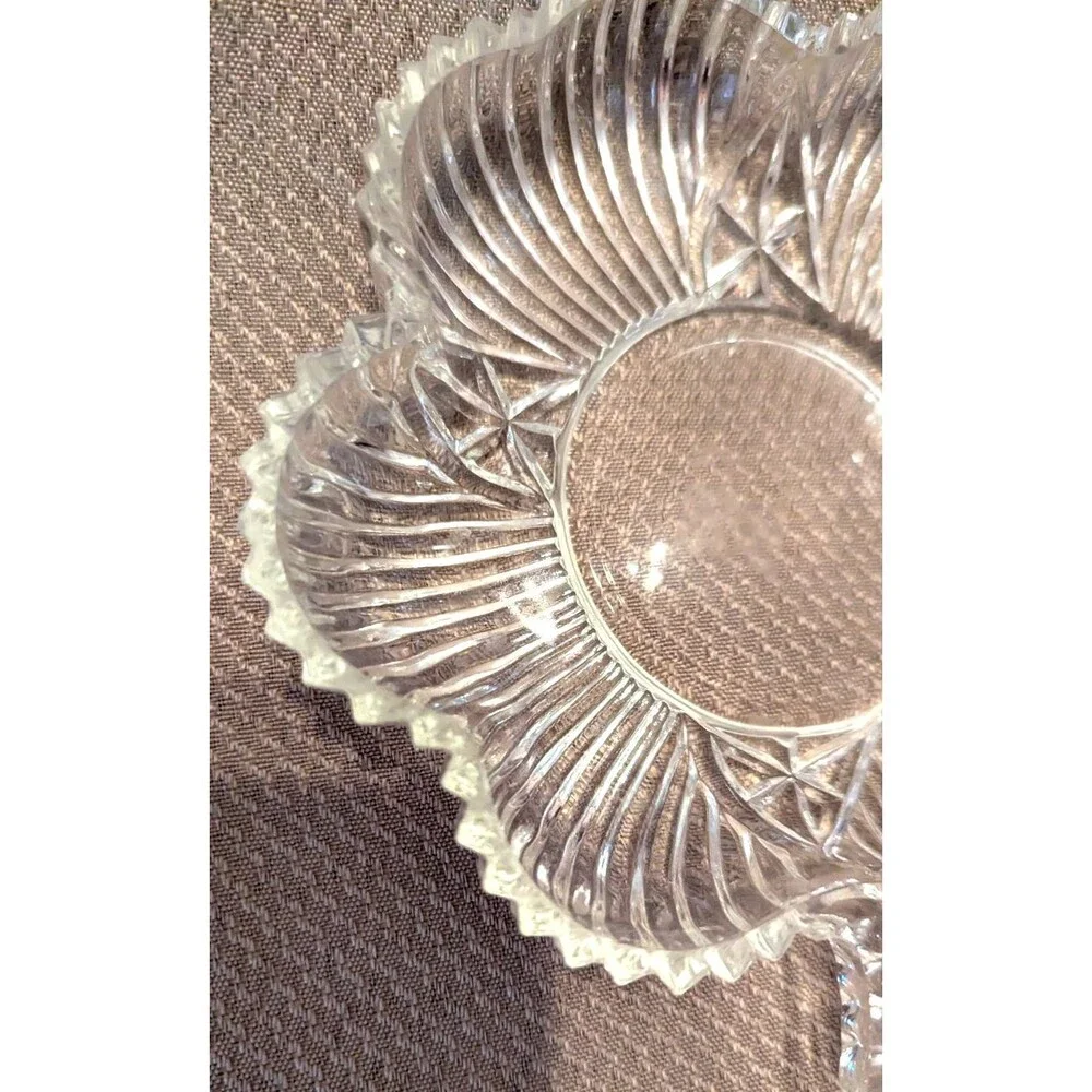 Vintage 50s Federal Glass Shamrock Clover Leaf Candy Dish 6-in St. Patrick's Day